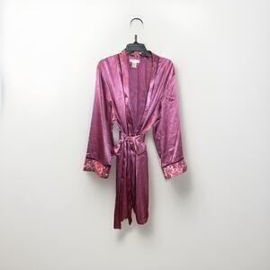 Morgan Taylor Intimates Pink Silky Satin Lingerie Robe Size Large Excellent